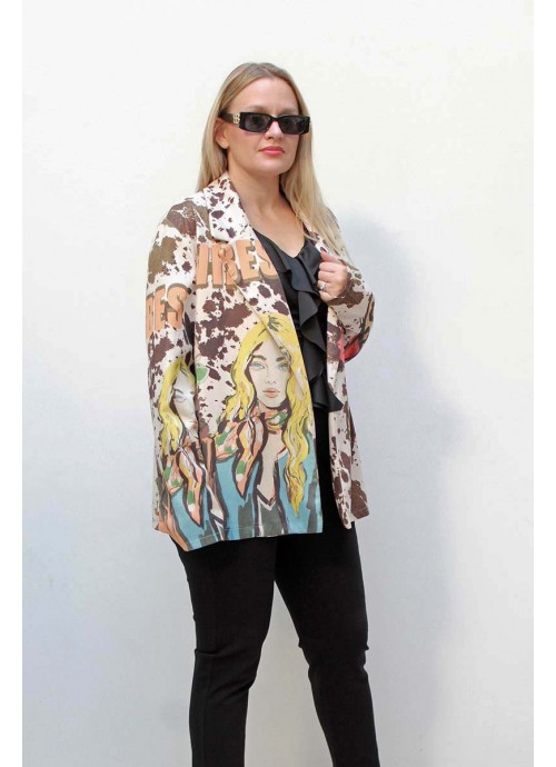 Print σακάκι ελαστικό με Pop-Art σχέδιο