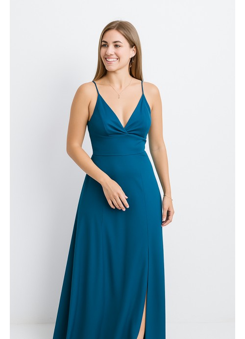 Σατέν Φόρεμα Maxi σε Μπλε Πετρόλ