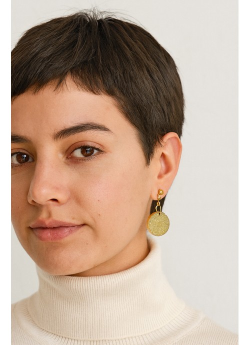 Χρυσά σκουλαρίκια με στρογγυλό Glitter σχέδιο