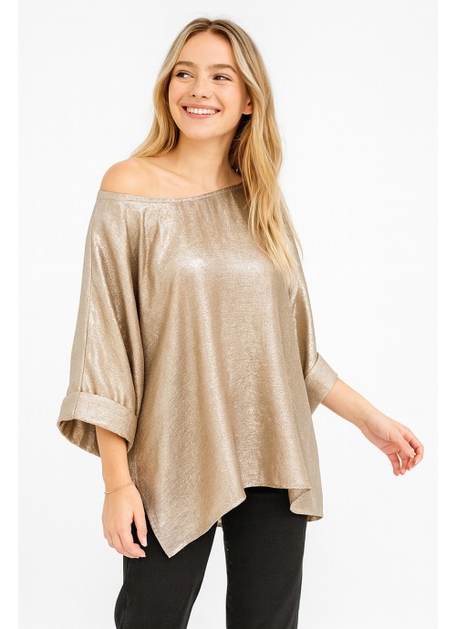 Χρυσή Oversized μπλούζα με λάμψη