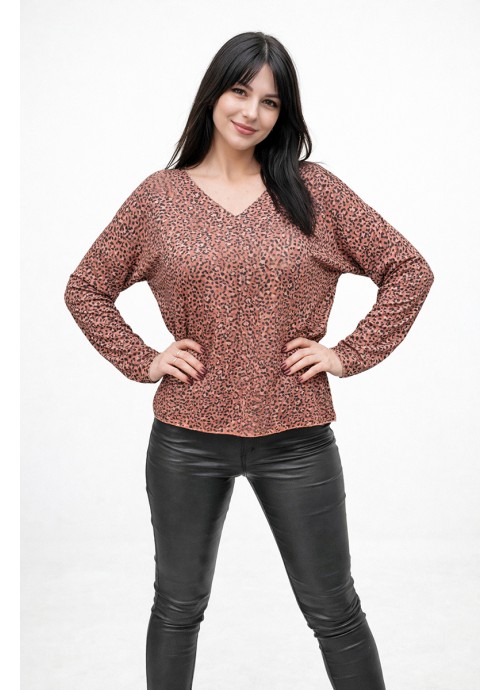 Μπλουζάκι Animal Print σε σκουριά απόχρωση