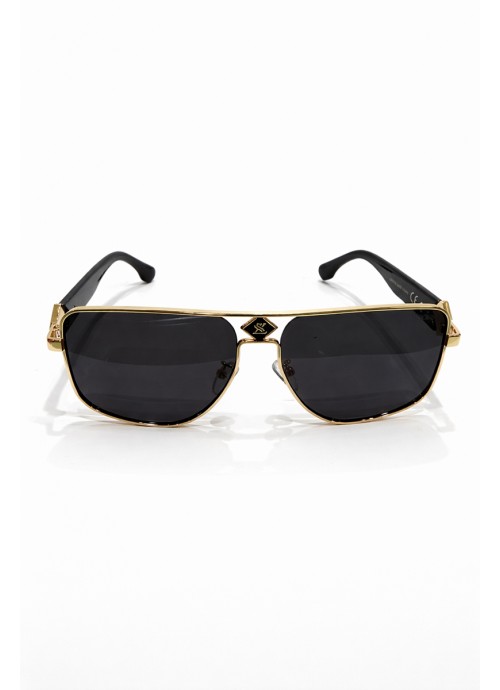 Μεταλλικά γυαλιά ηλίου Aviator χρυσά με μαύρους φακούς