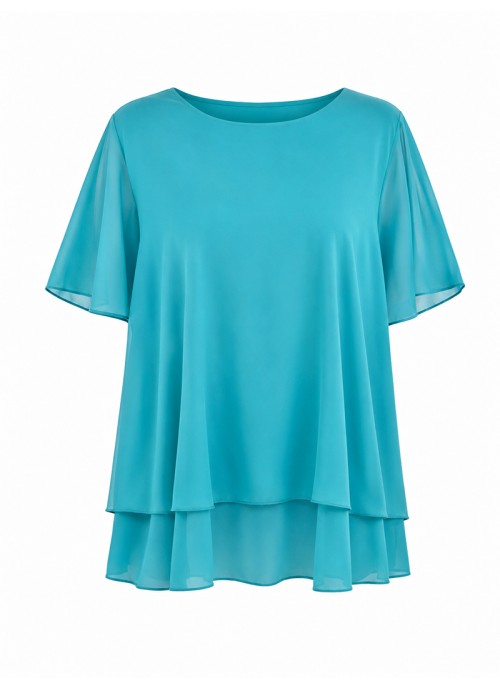 Τυρκουάζ Chiffon Top με Layered τελείωμα