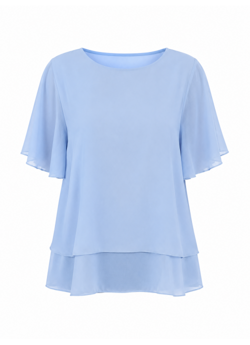 Σιέλ Chiffon Top με Layered σχέδιο