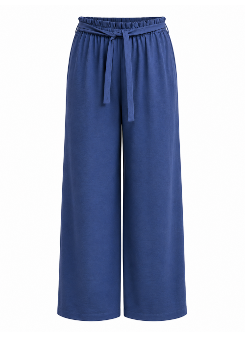 Μπλε Παντελόνα Relaxed Fit με ζώνη και ελαστική μέση