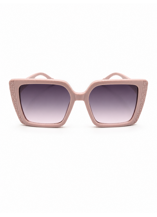 Oversized Τετράγωνα γυαλιά ηλίου σε Powder Pink με κοσμηματική λεπτομέρεια