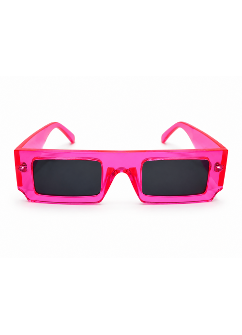 Neon Pink ορθογώνια γυαλιά ηλίου με διάφανο Statement σκελετό