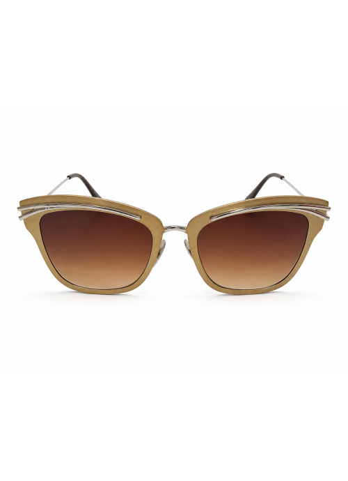 Γυαλιά ηλίου Cat Eye Gold Frame με καφέ ντεγκραντέ φακούς