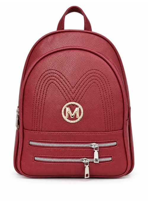 Μπορντό Backpack δερματίνης με πολλαπλές θήκες & ρυθμιζόμενους ιμάντες