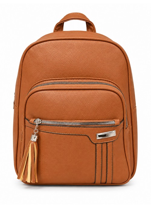 Ταμπά Backpack με ανάγλυφη υφή, πολλαπλές θήκες & διακοσμητική φούντα