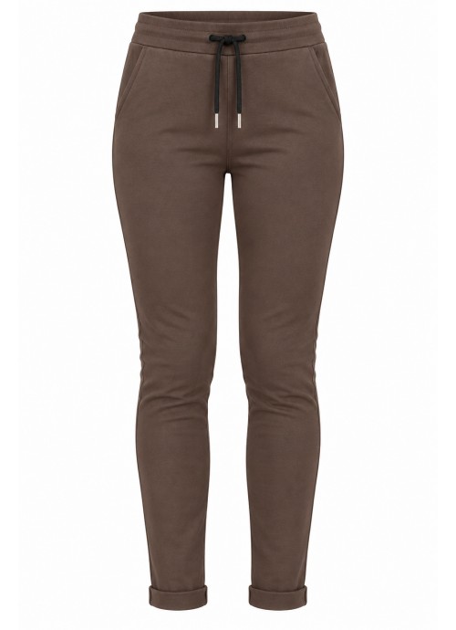 Παντελόνι Jogger Slim Fit καφέ με ελαστική μέση, κορδόνι & πλαϊνές τσέπες