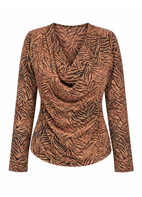 Μπλούζα Animal Print ελαστική με ντραπέ λαιμόκοψη