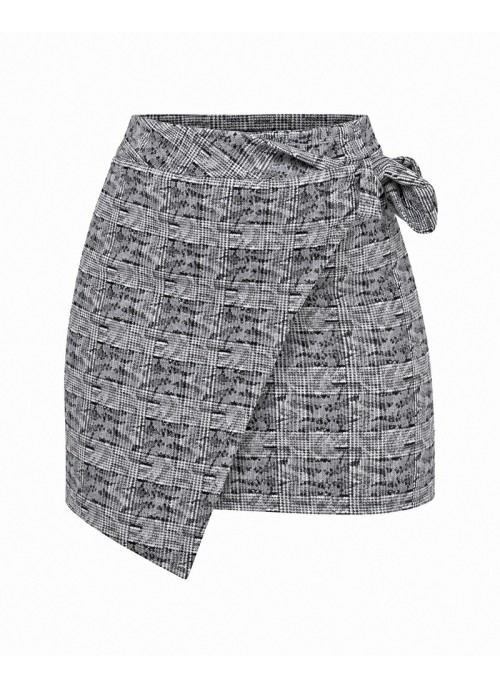 Μίνι φούστα Tweed γκρι ασύμμετρο κρουαζέ